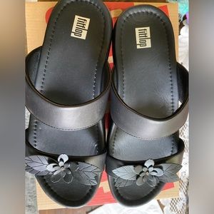 Fitflop Black Floral Slides